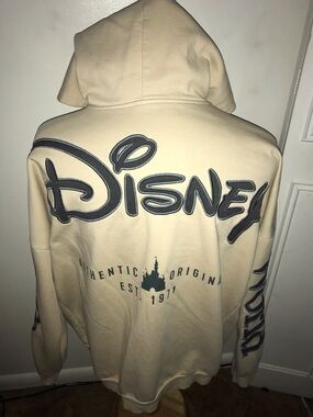Walt Disney World Resort Beige Spirit Jersey Sweater Zip Up Hoodie Size XL